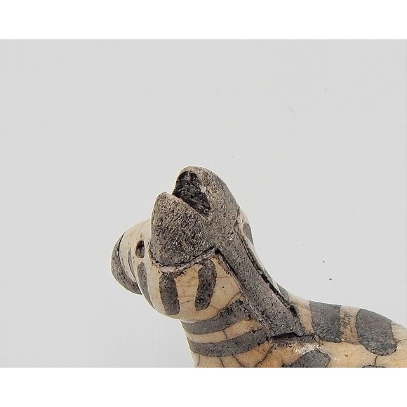 South African Raku Art Pottery Fat Zebra 4 Inch Figurine Marked Signed - Picture 7 of 10